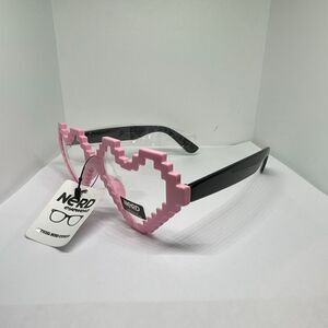 Nerd Eyewear Pixel Heart Glasses – Pink Frame with Clear UV400 Lenses